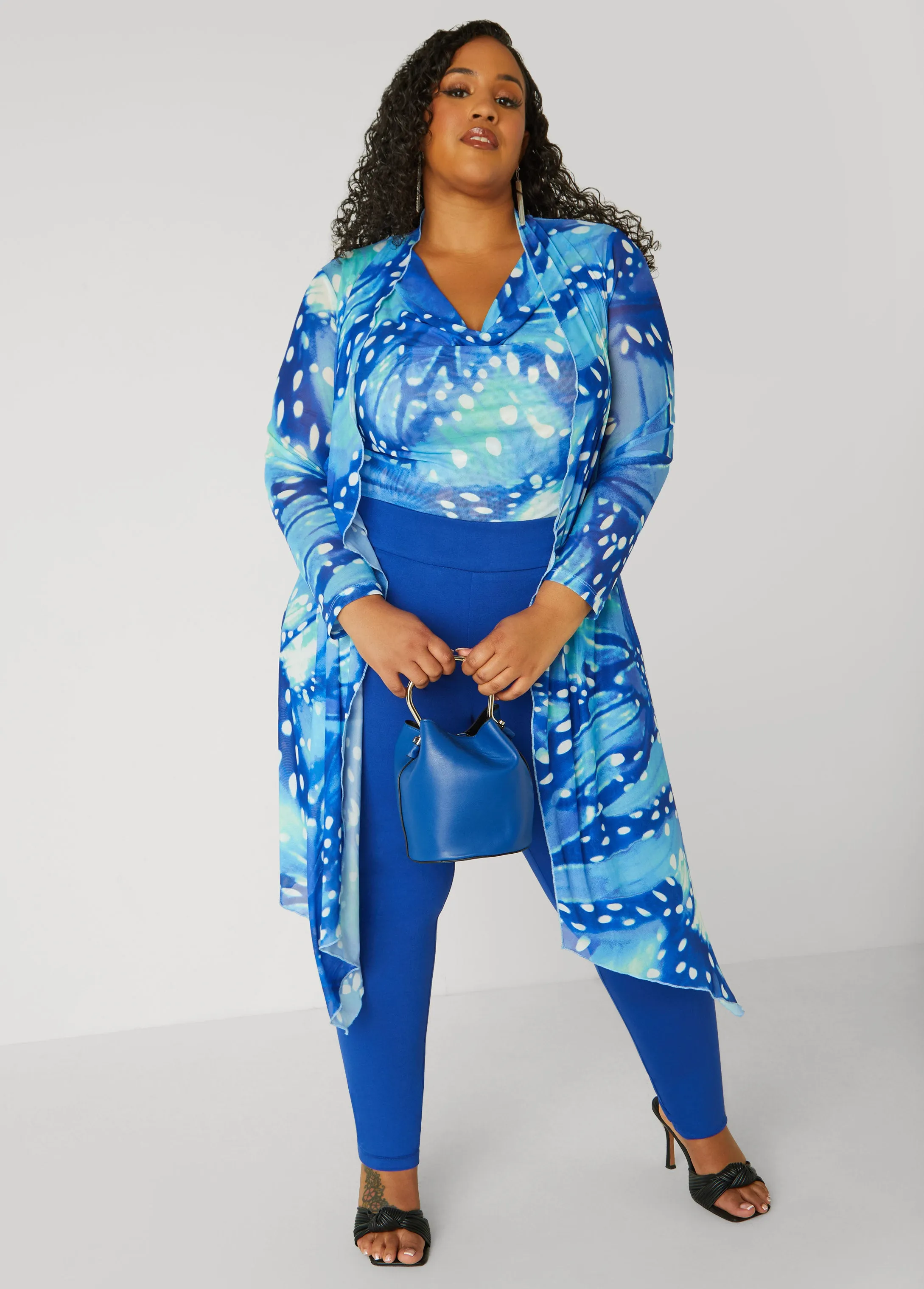 Open Front Abstract Mesh Duster