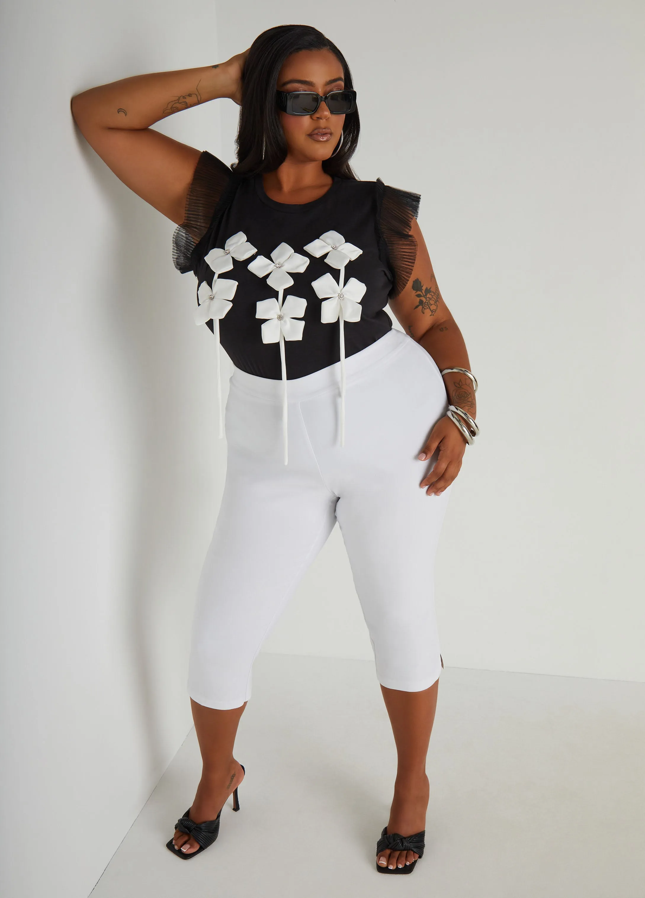 Paneled Bow Embellished Top