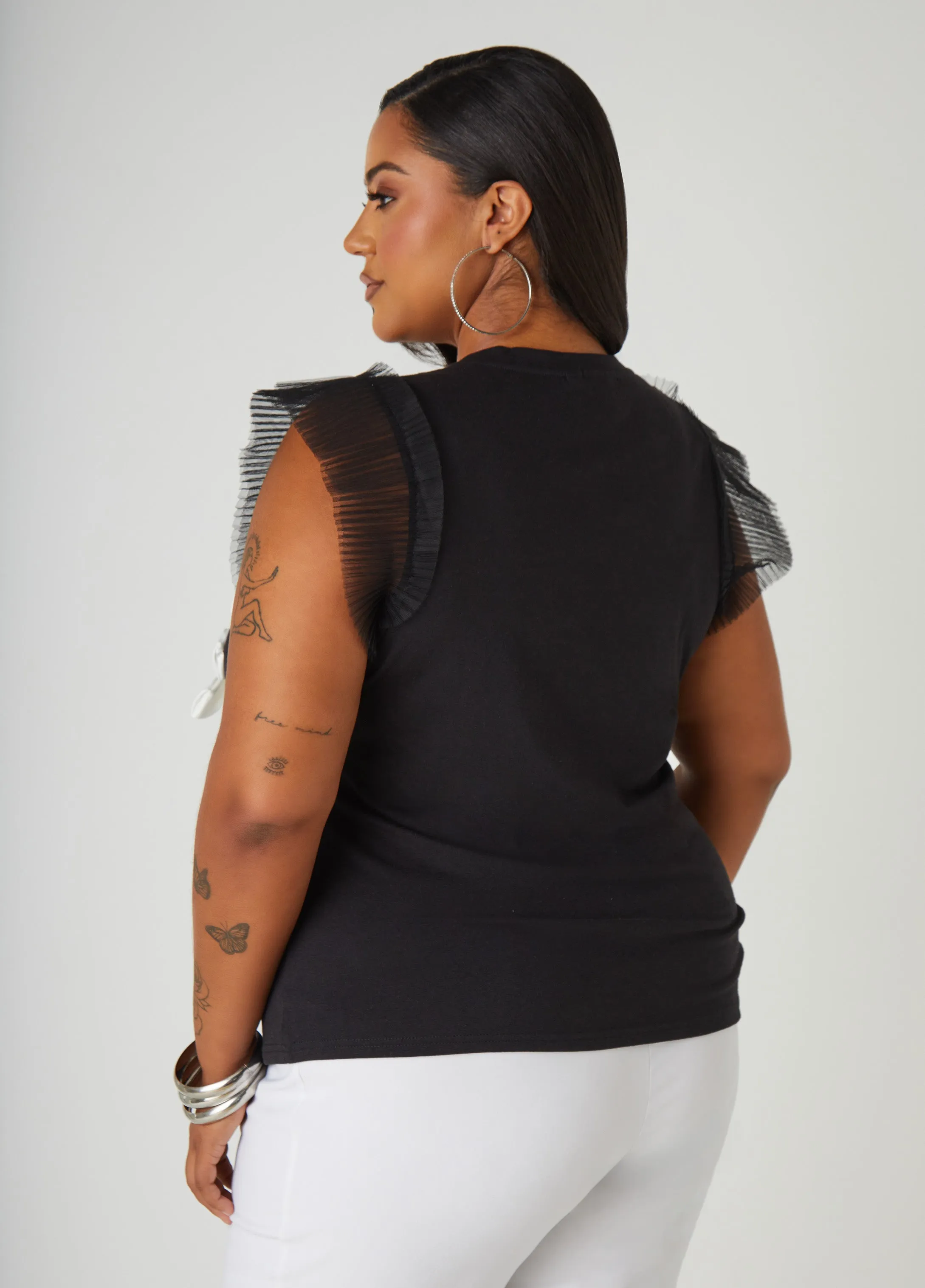 Paneled Bow Embellished Top