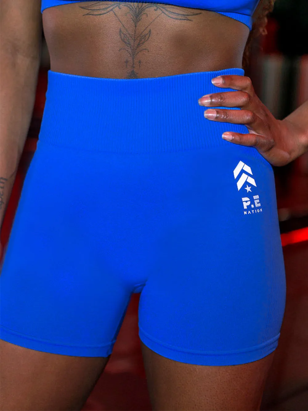PE NATION ROYAL BLUE SEAMLESS 5" BIKE SHORT