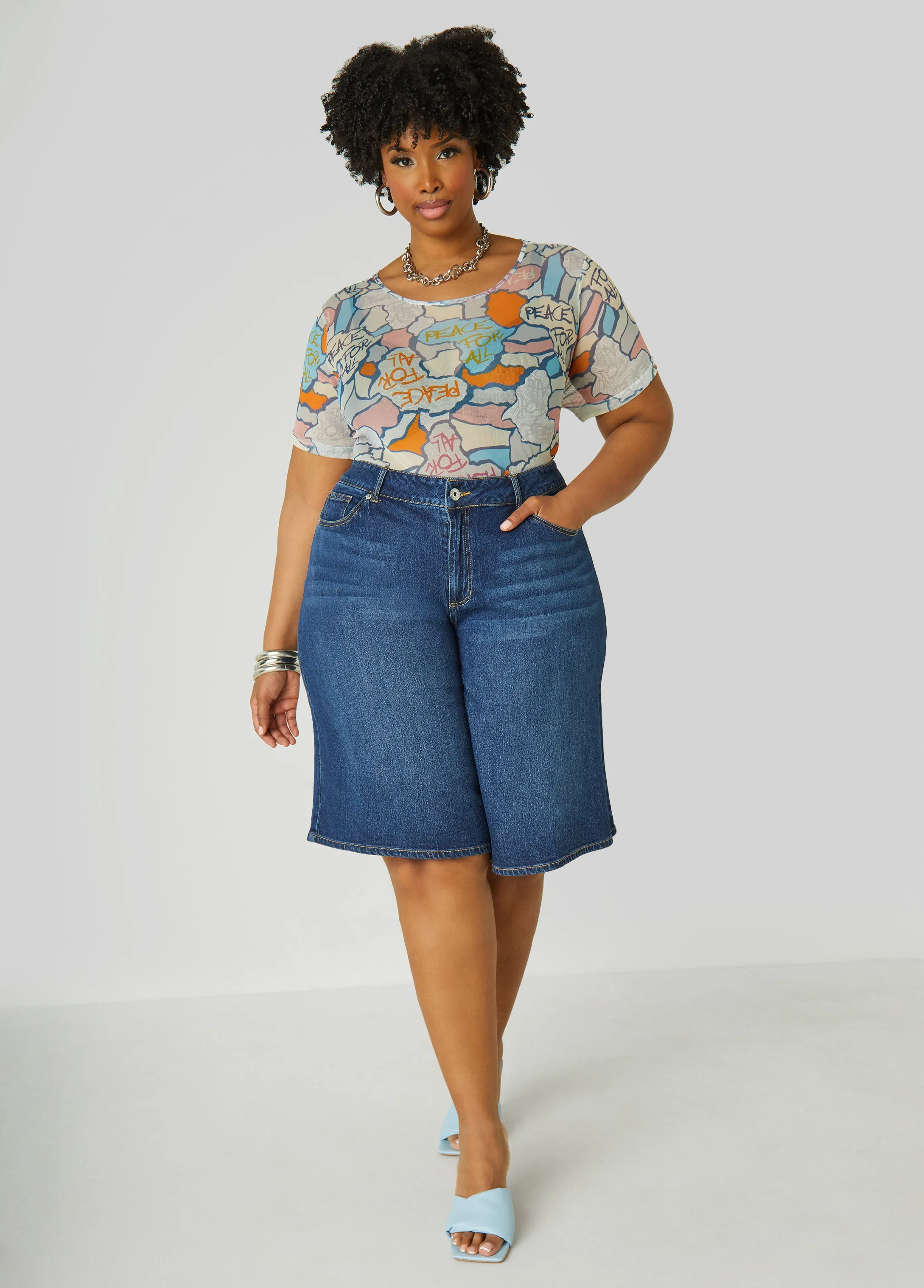 Peace Print Mesh Tee