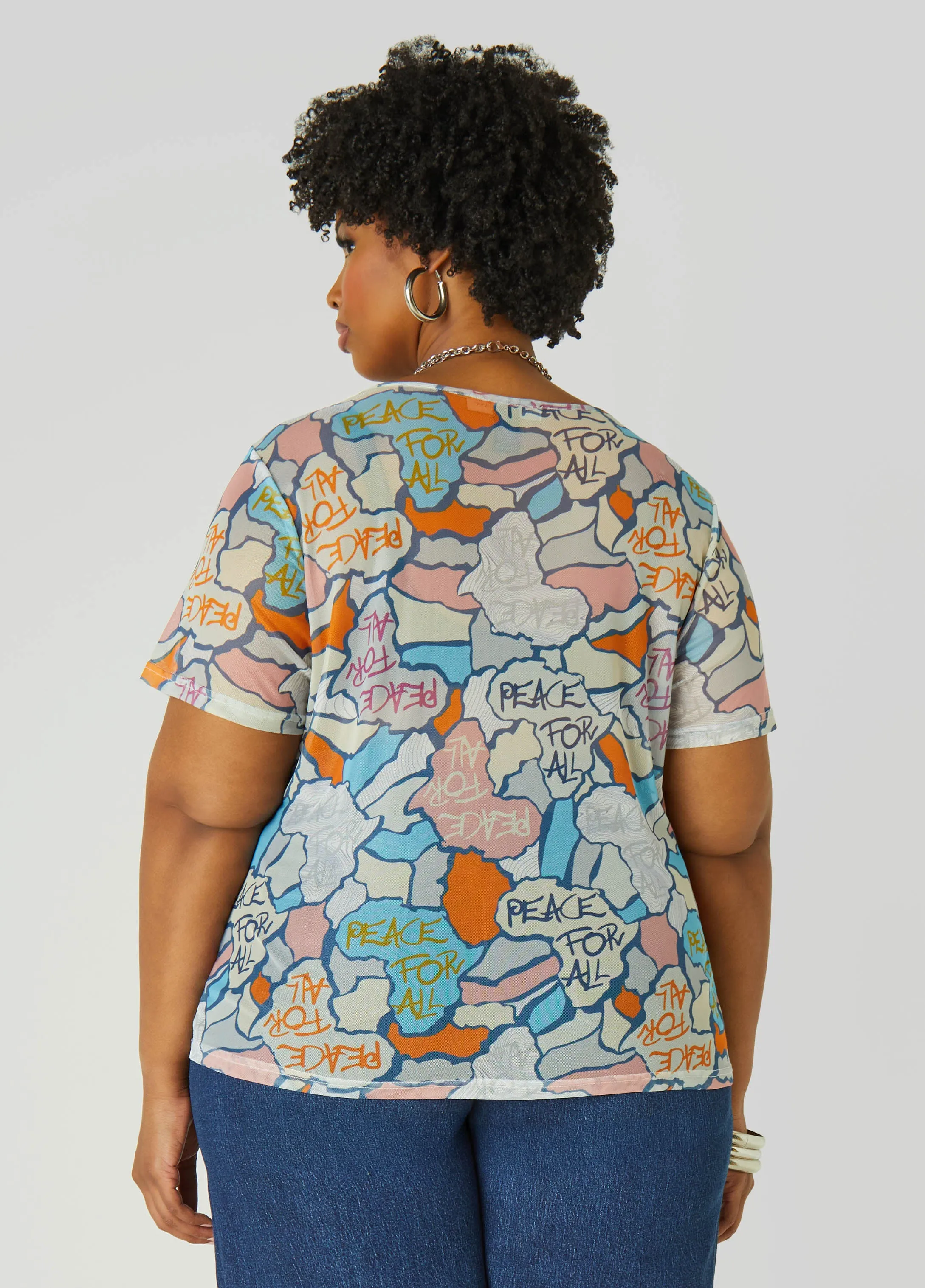 Peace Print Mesh Tee