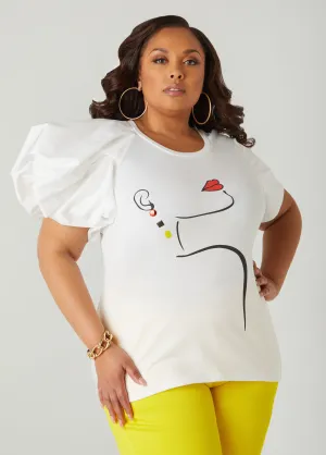 Poplin Paneled Jersey Graphic Tee