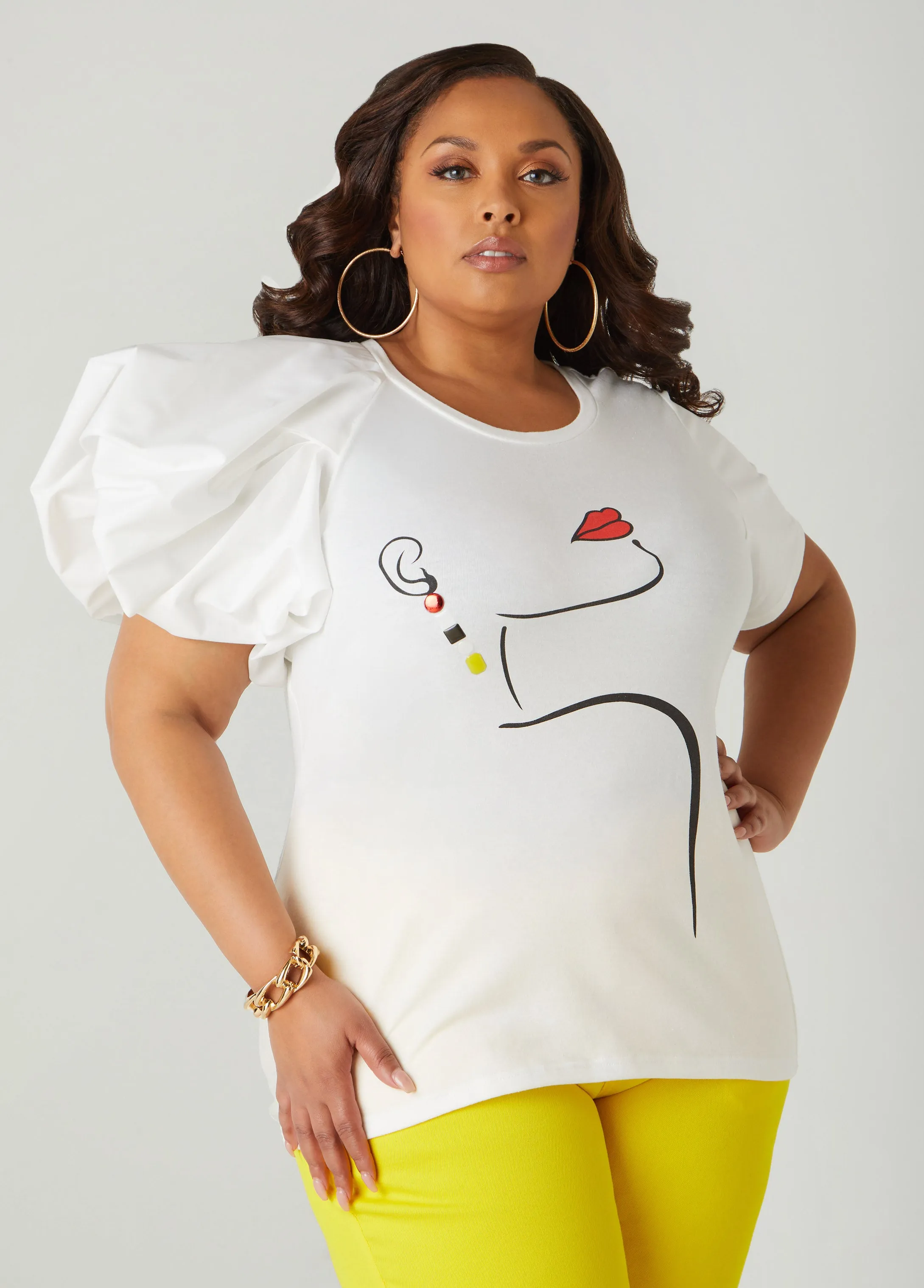 Poplin Paneled Jersey Graphic Tee