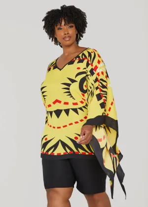Printed V Neck Poncho