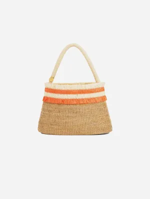 Raha Handwoven Atta Vegan Oval Handbag | Natural & Orange