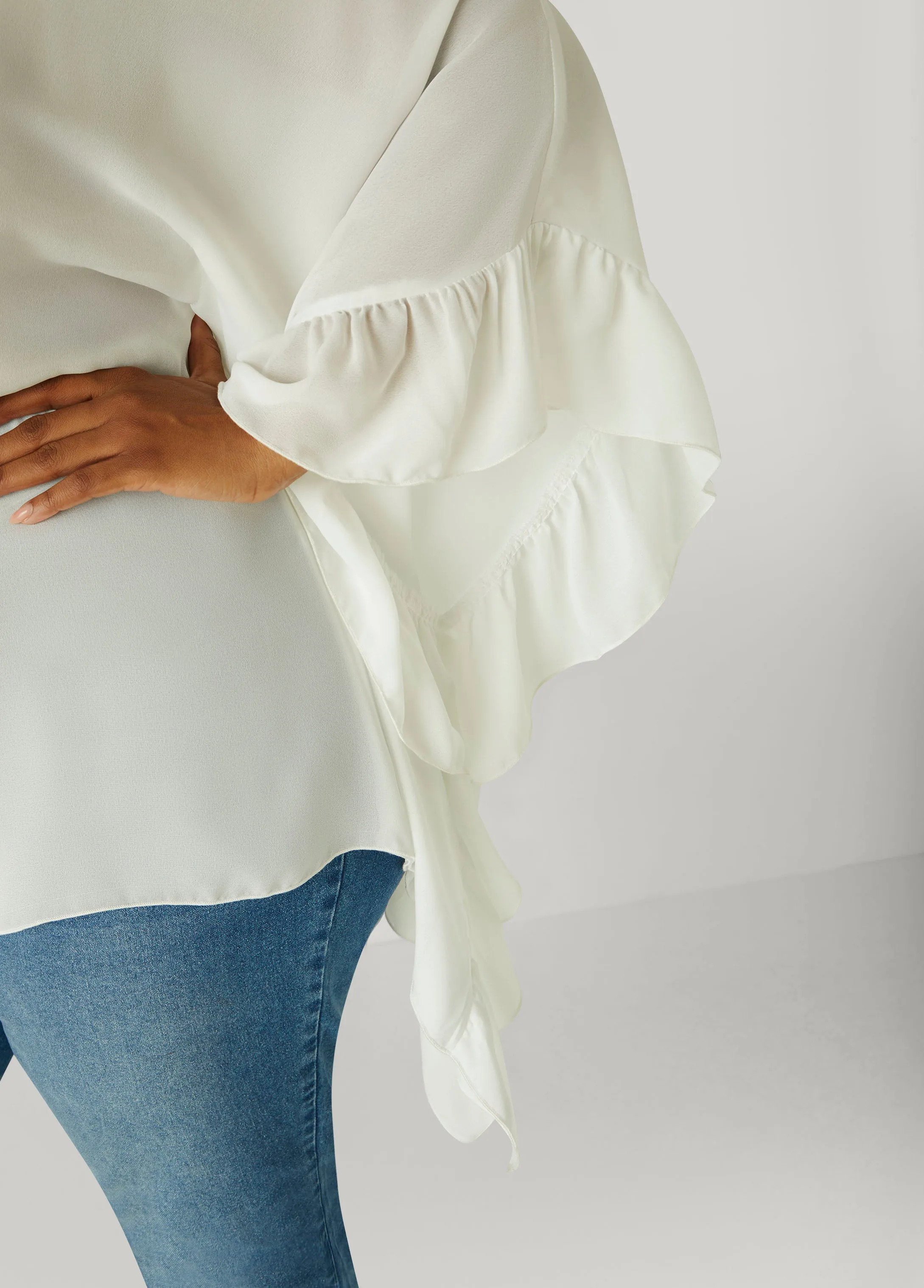 Ruffled Crepe Blouse