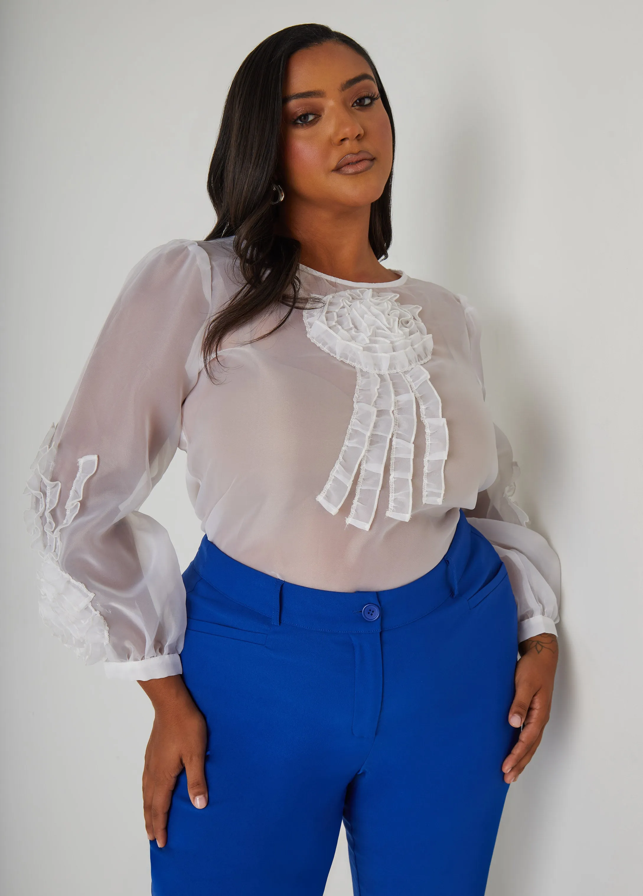 Ruffled Rosette Blouse