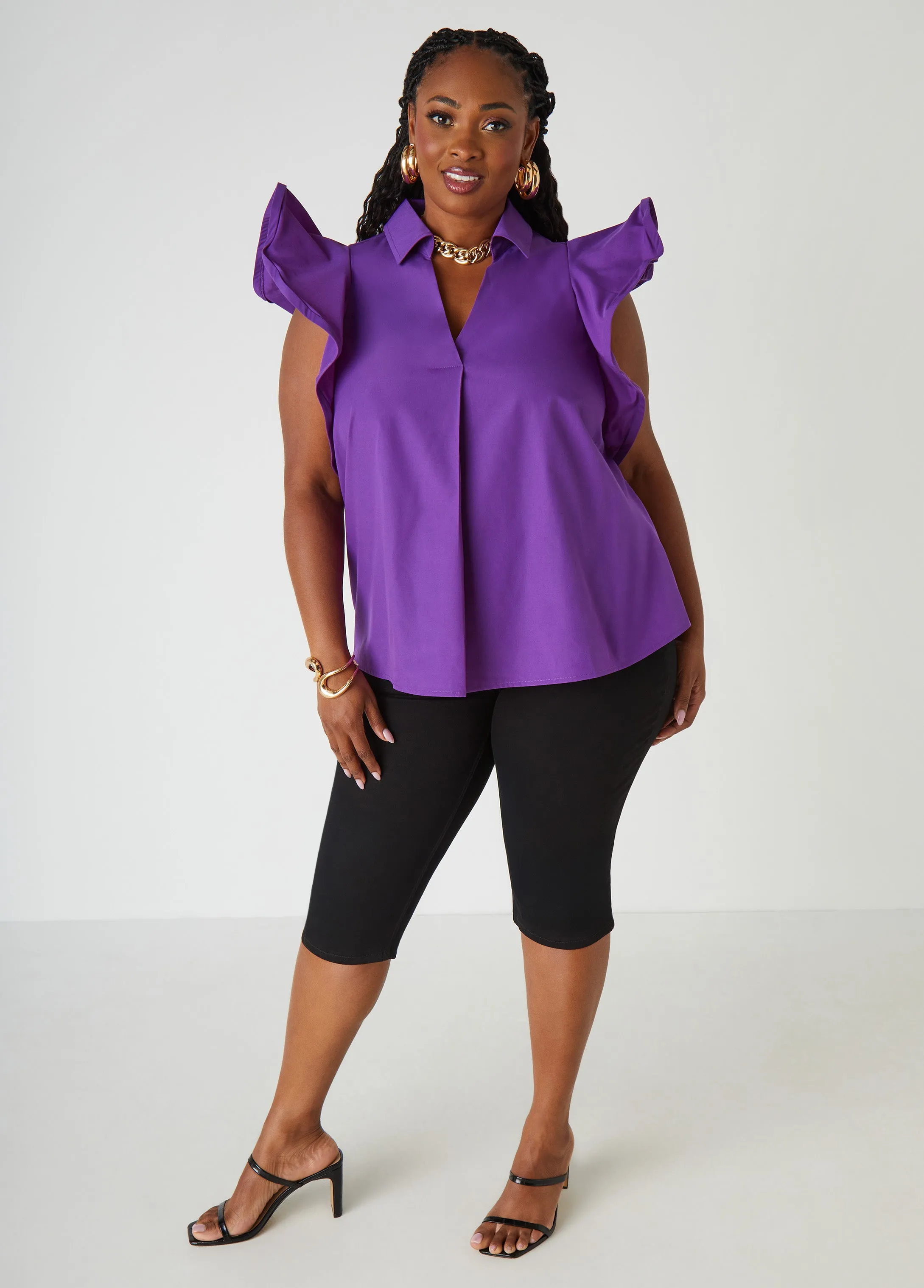 Ruffled Stretch Cotton Shirt