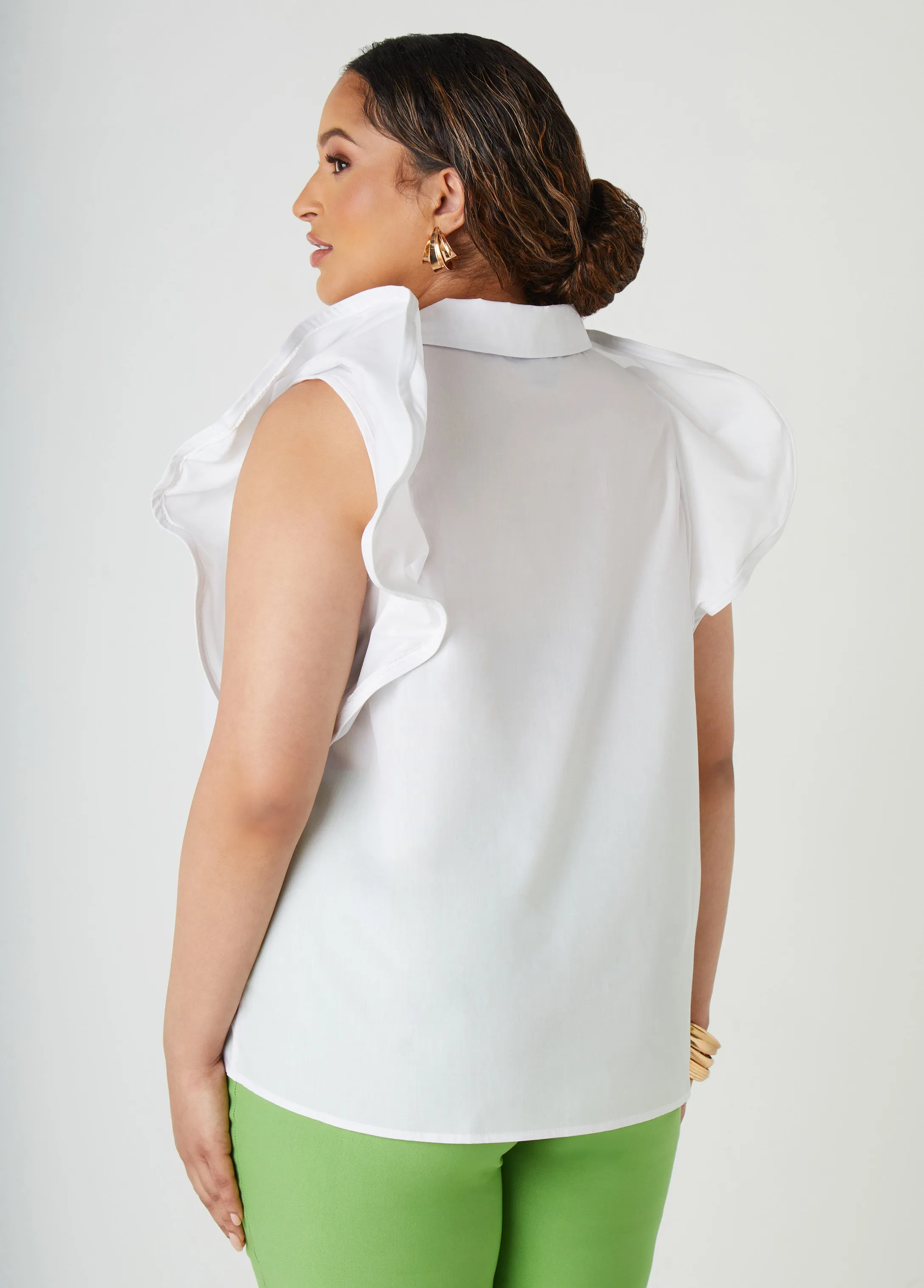 Ruffled Stretch Cotton Shirt