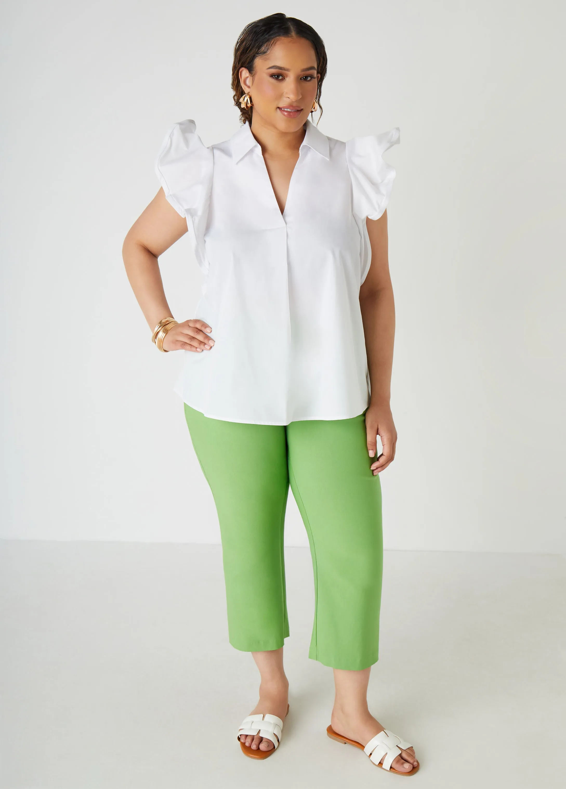 Ruffled Stretch Cotton Shirt