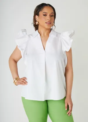 Ruffled Stretch Cotton Shirt