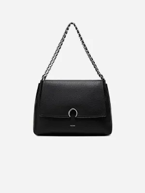 Ruth Vegan Leather Shoulder Bag | Black Pebbled