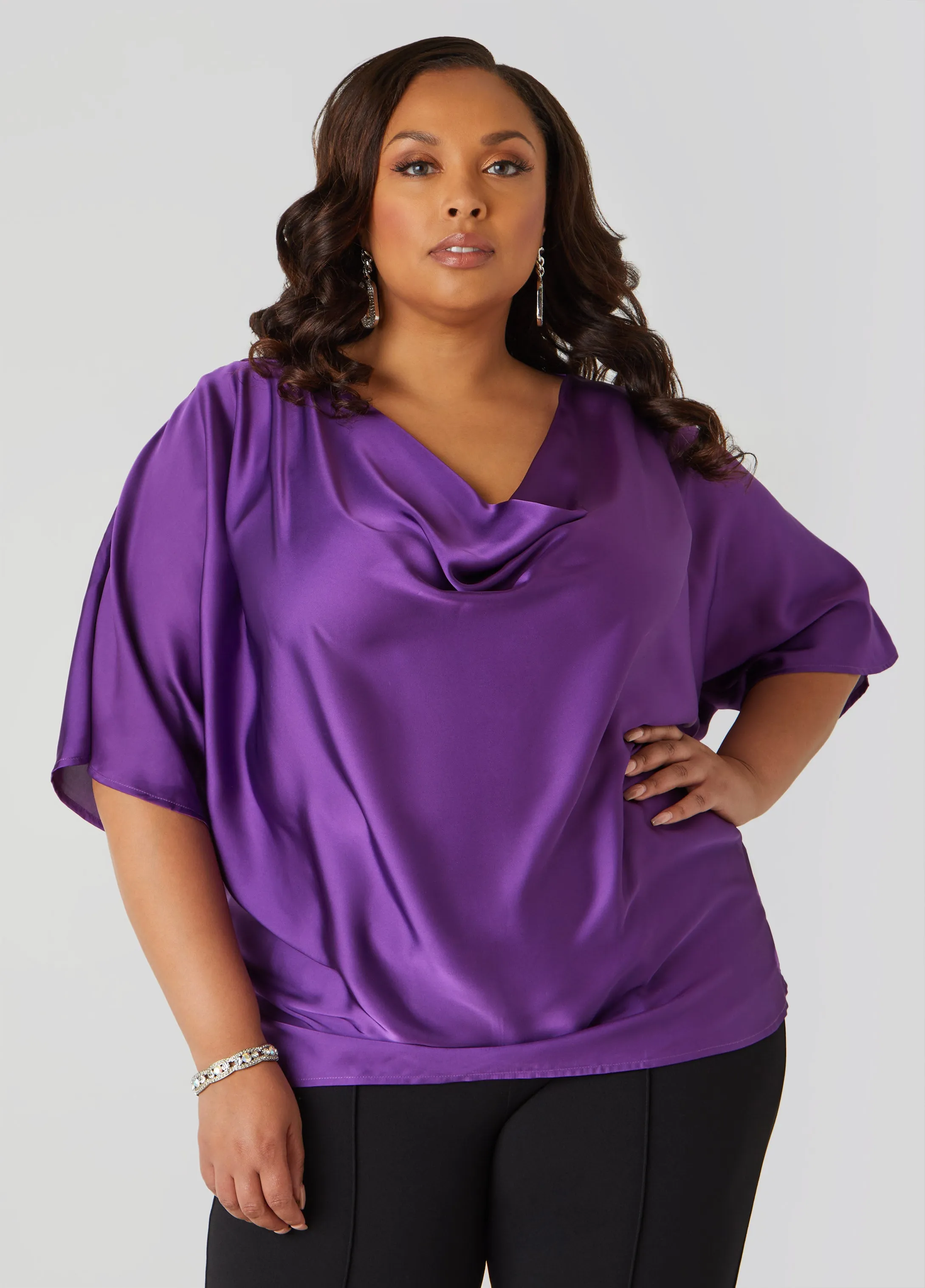 Satin Cowl Neck Blouse