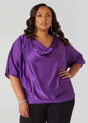 Satin Cowl Neck Blouse