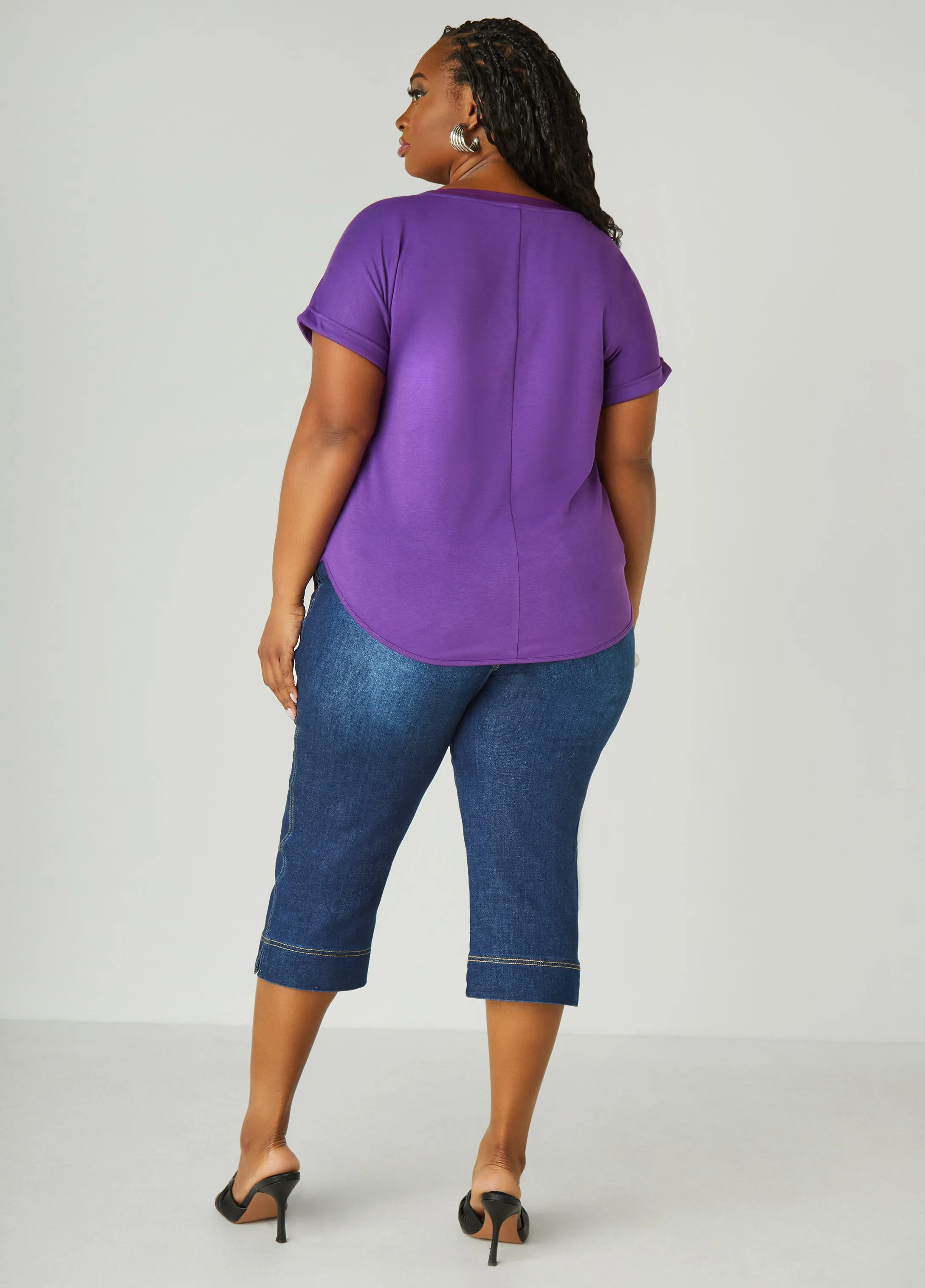 Satin Trimmed French Terry Tee