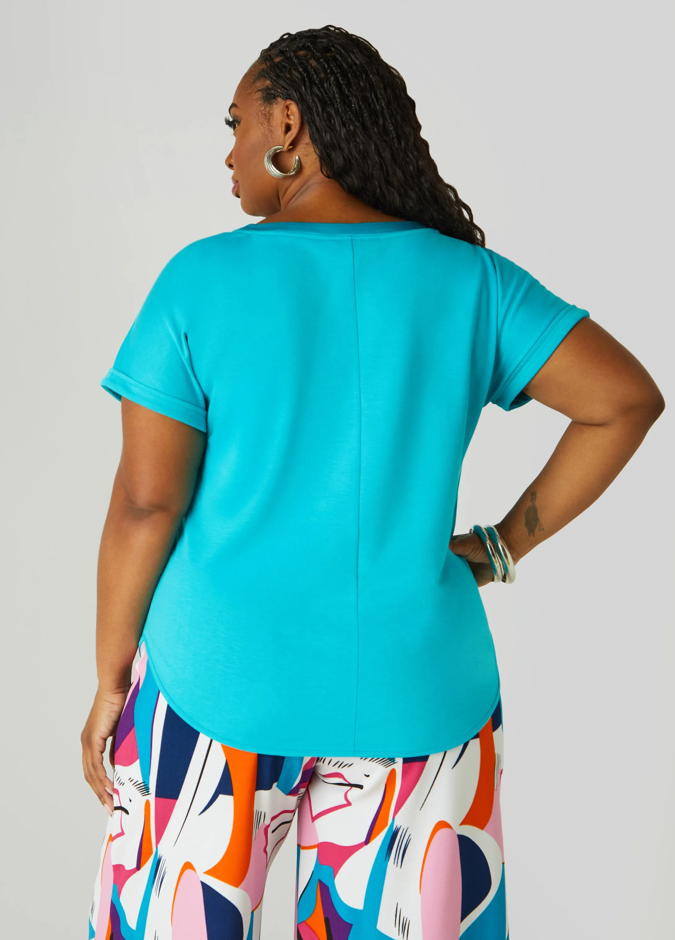 Satin Trimmed French Terry Tee