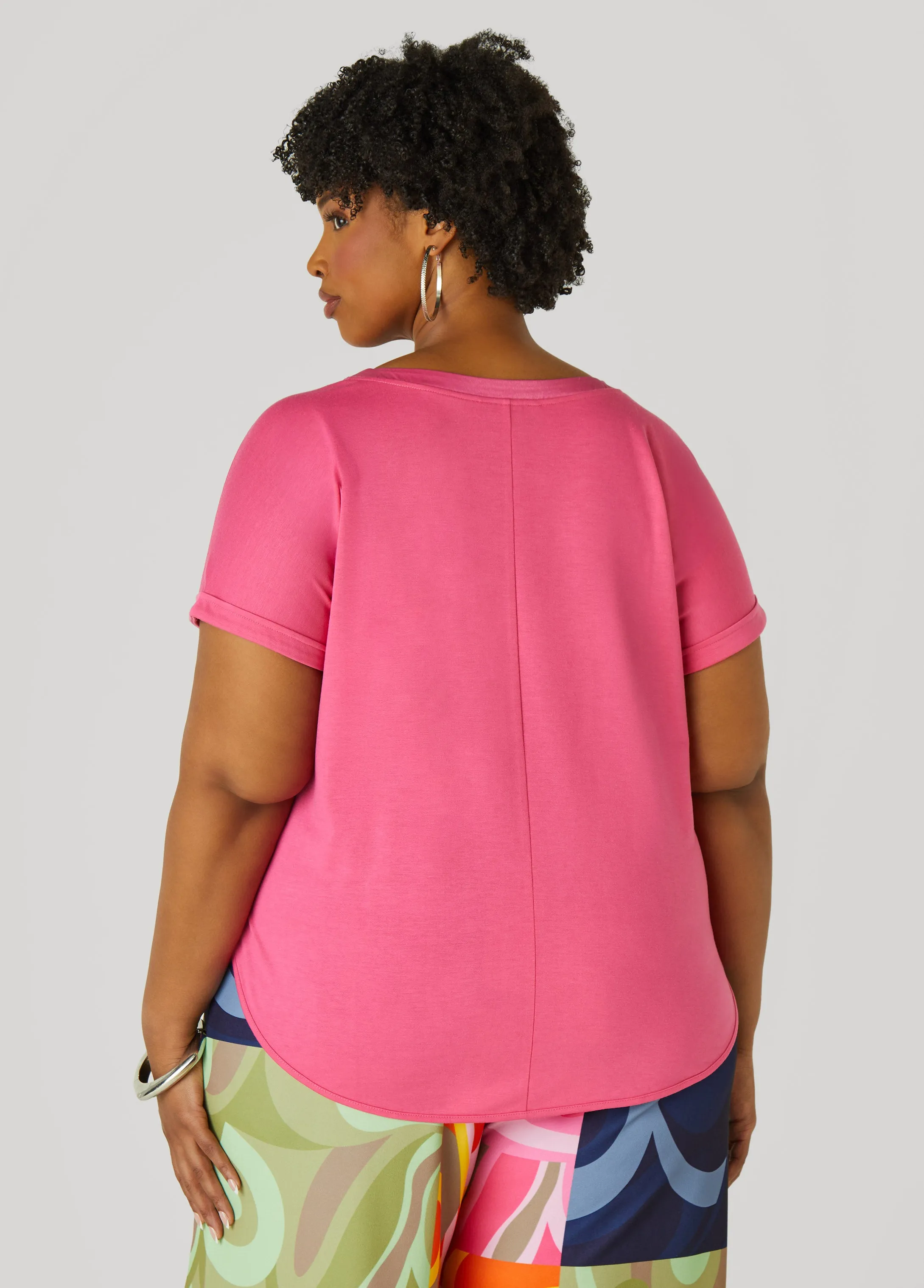 Satin Trimmed French Terry Tee