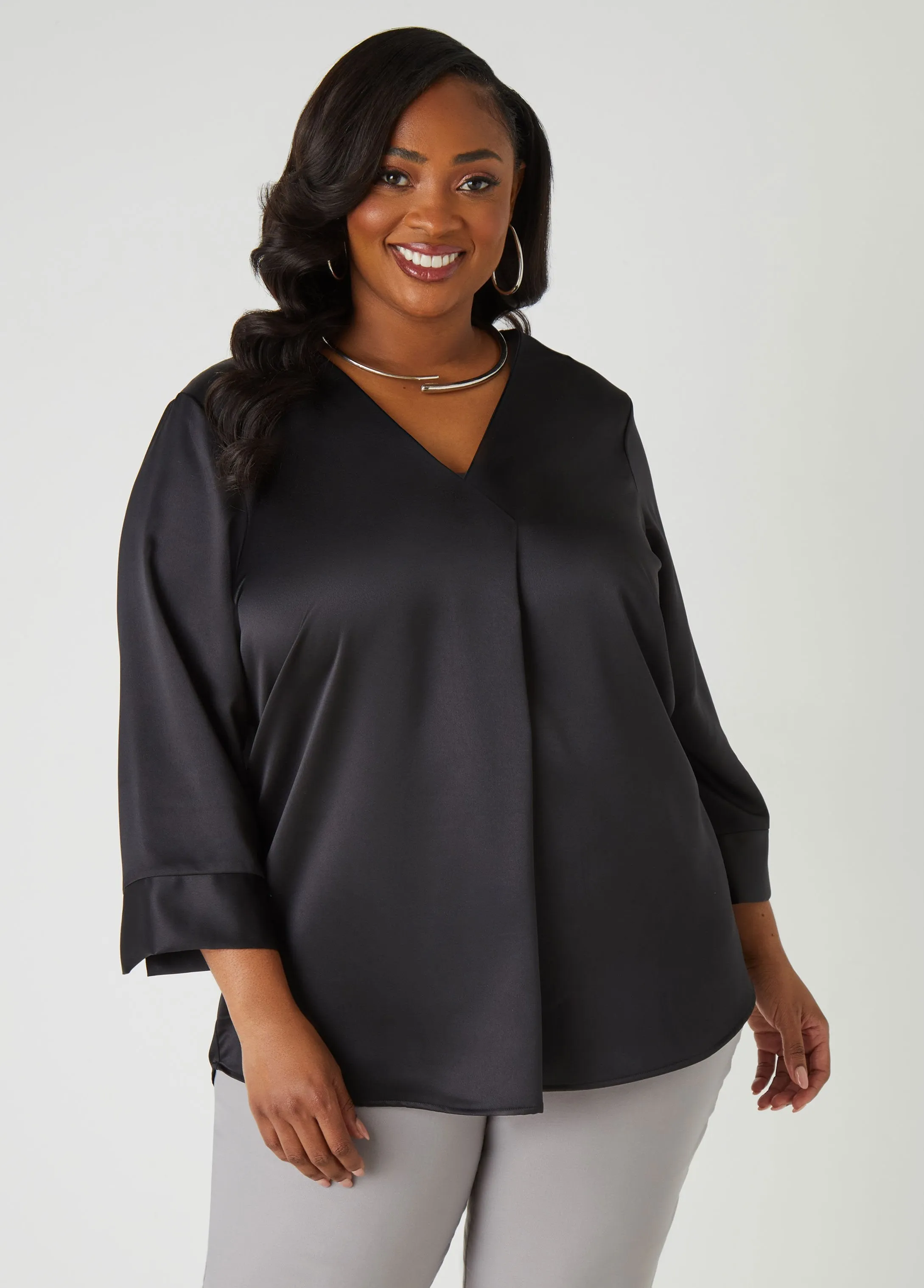 Satin V Neck Blouse