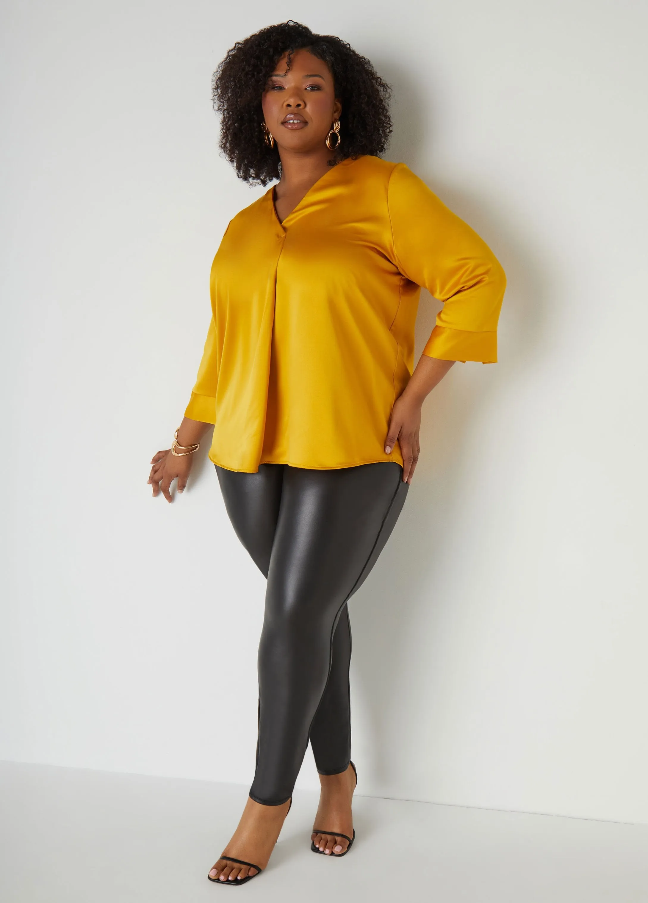 Satin V Neck Blouse