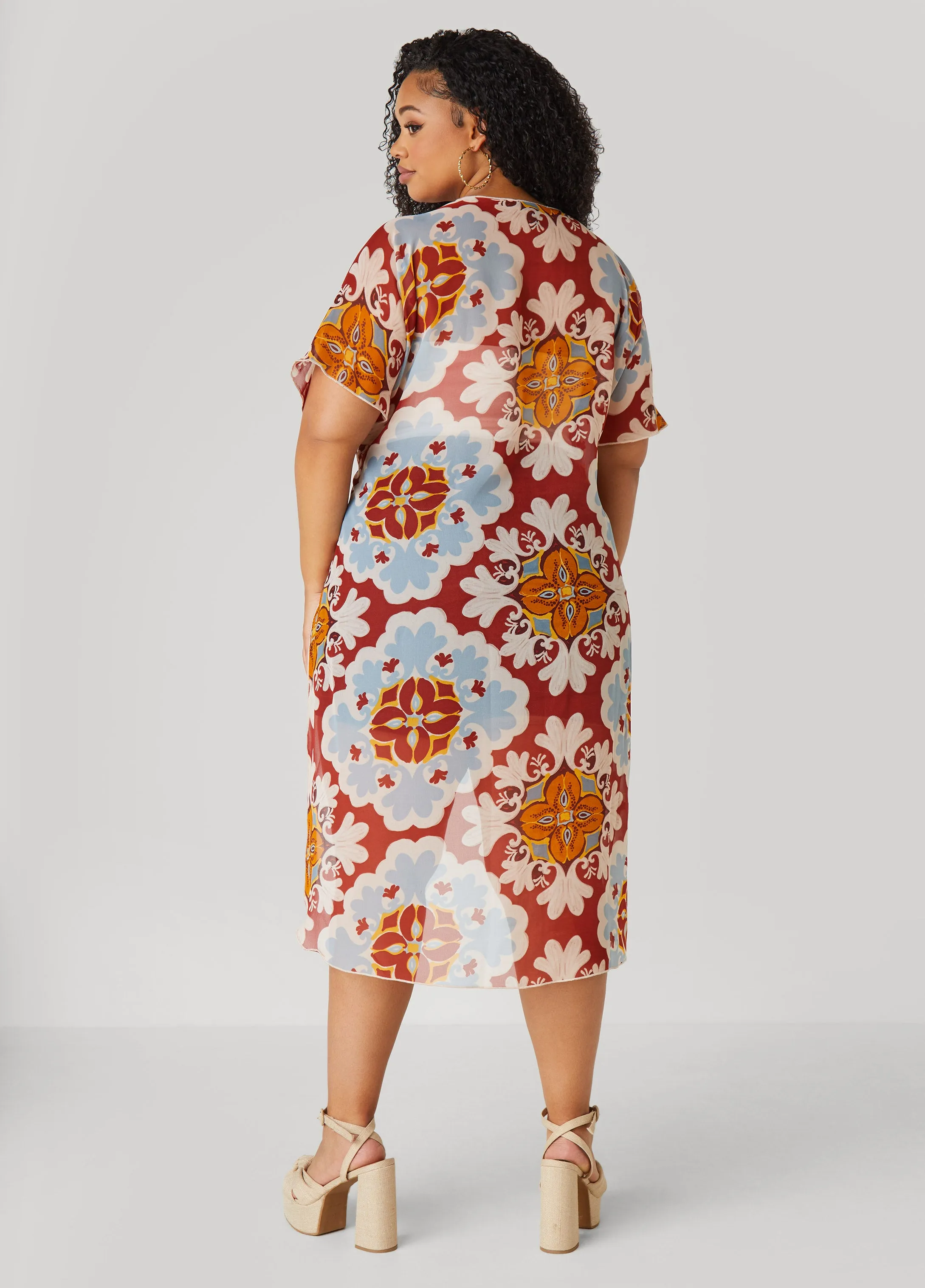 Scarf Print Chiffon Duster