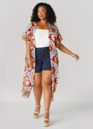 Scarf Print Chiffon Duster
