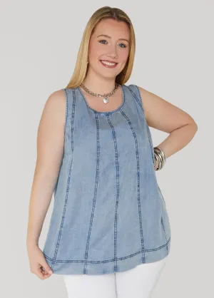 Seamed Chambray Top