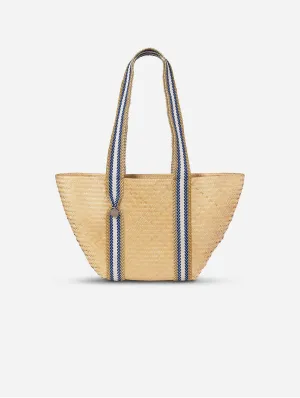 Siap Bamboo Vegan Medium Tapered Tote | Natural & Blue Stripe