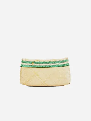 Sita Raffia & Bamboo Vegan Clutch Bag | Natural & Emerald Green