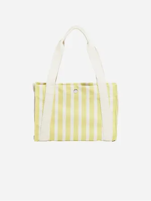 Small Vegan Beach Tote | Sand & Lime Green