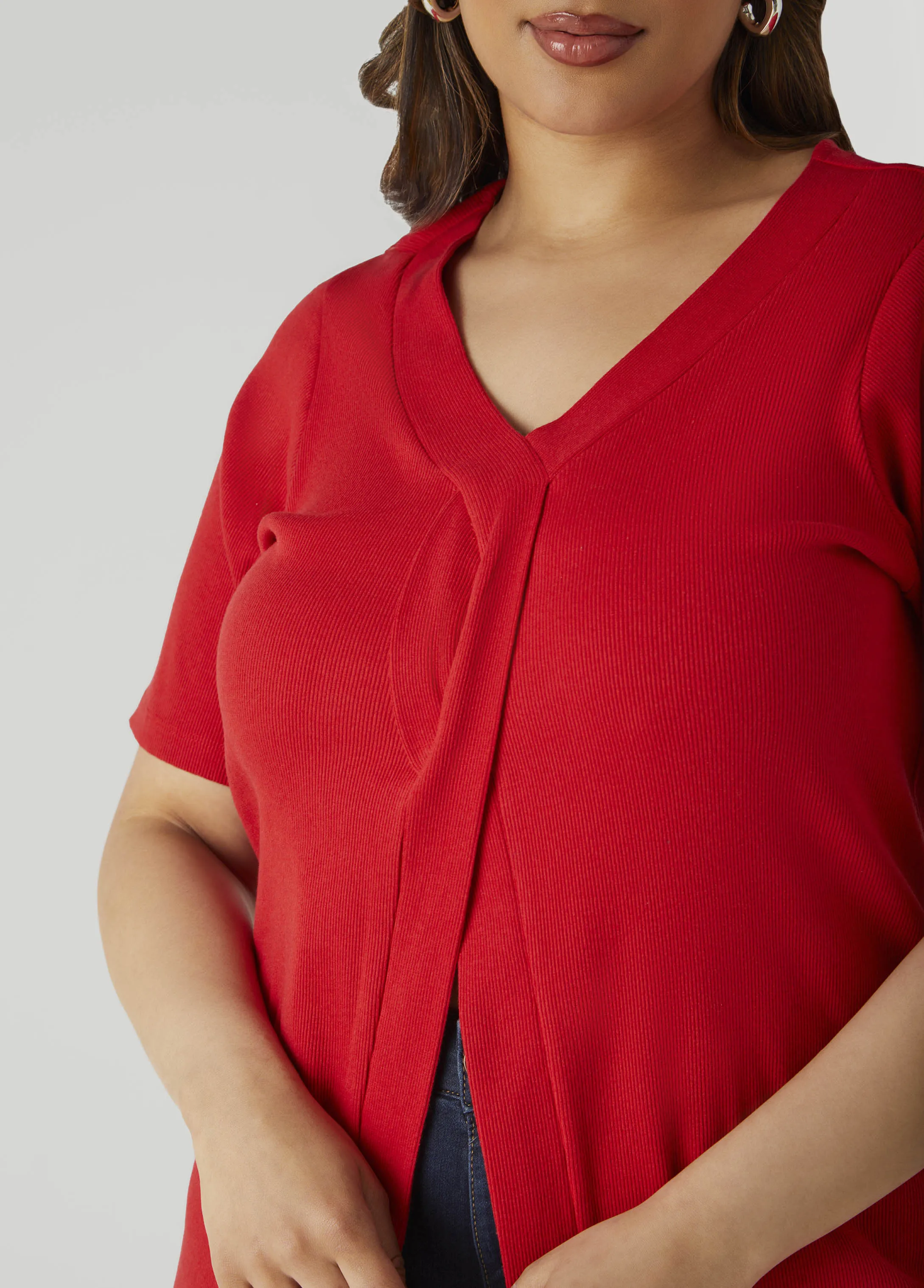 Split Front Ribbed Top