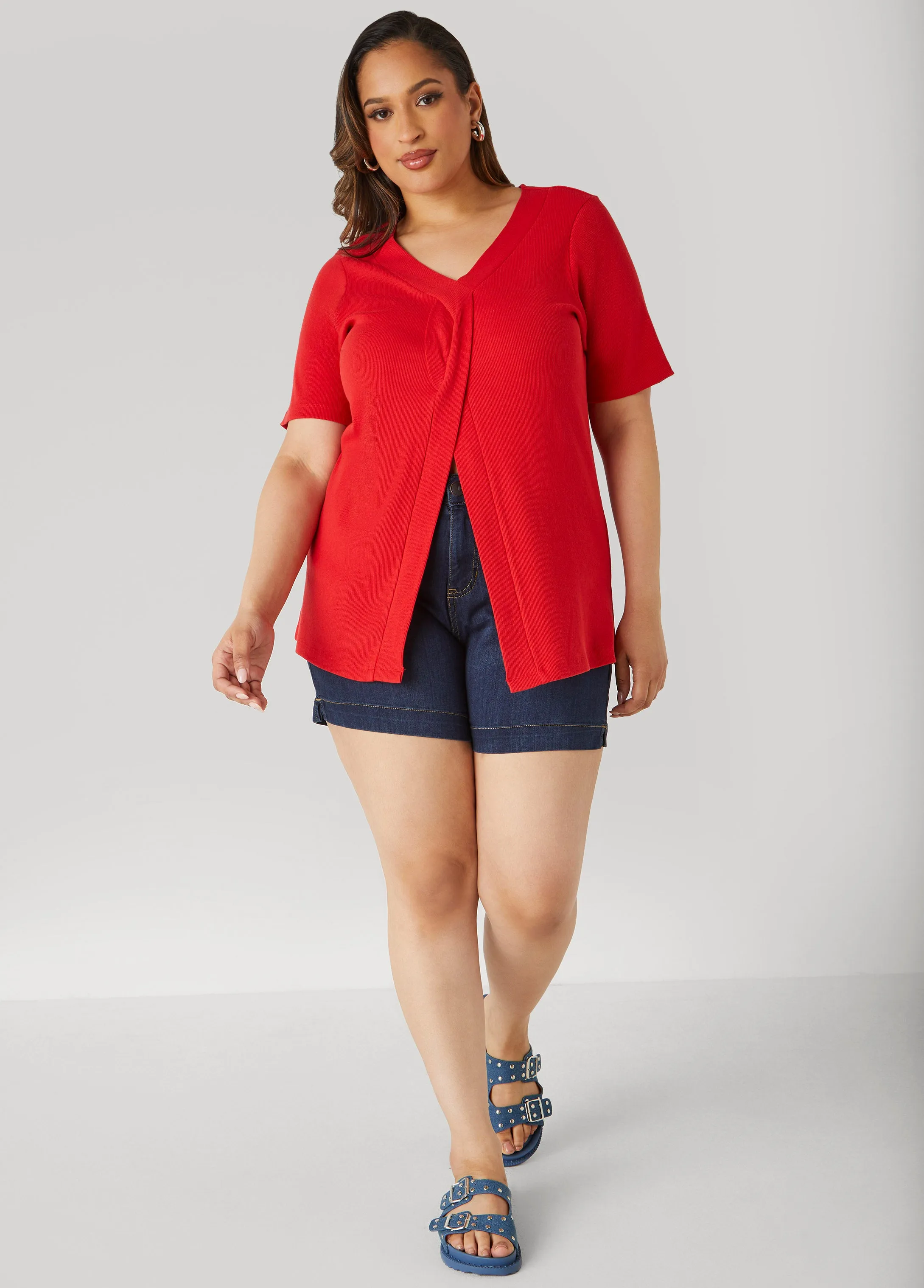 Split Front Ribbed Top