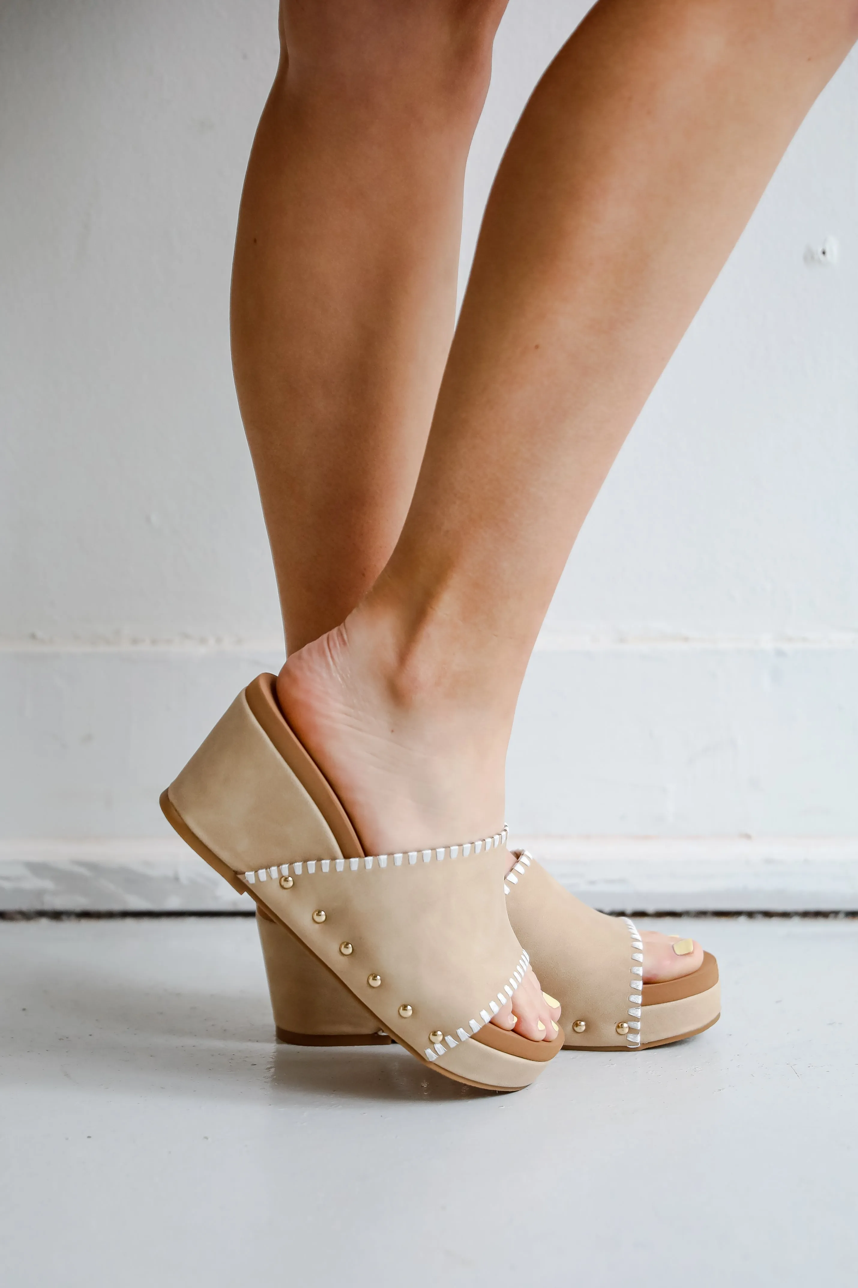 Starting The Day Nude Platform Wedges