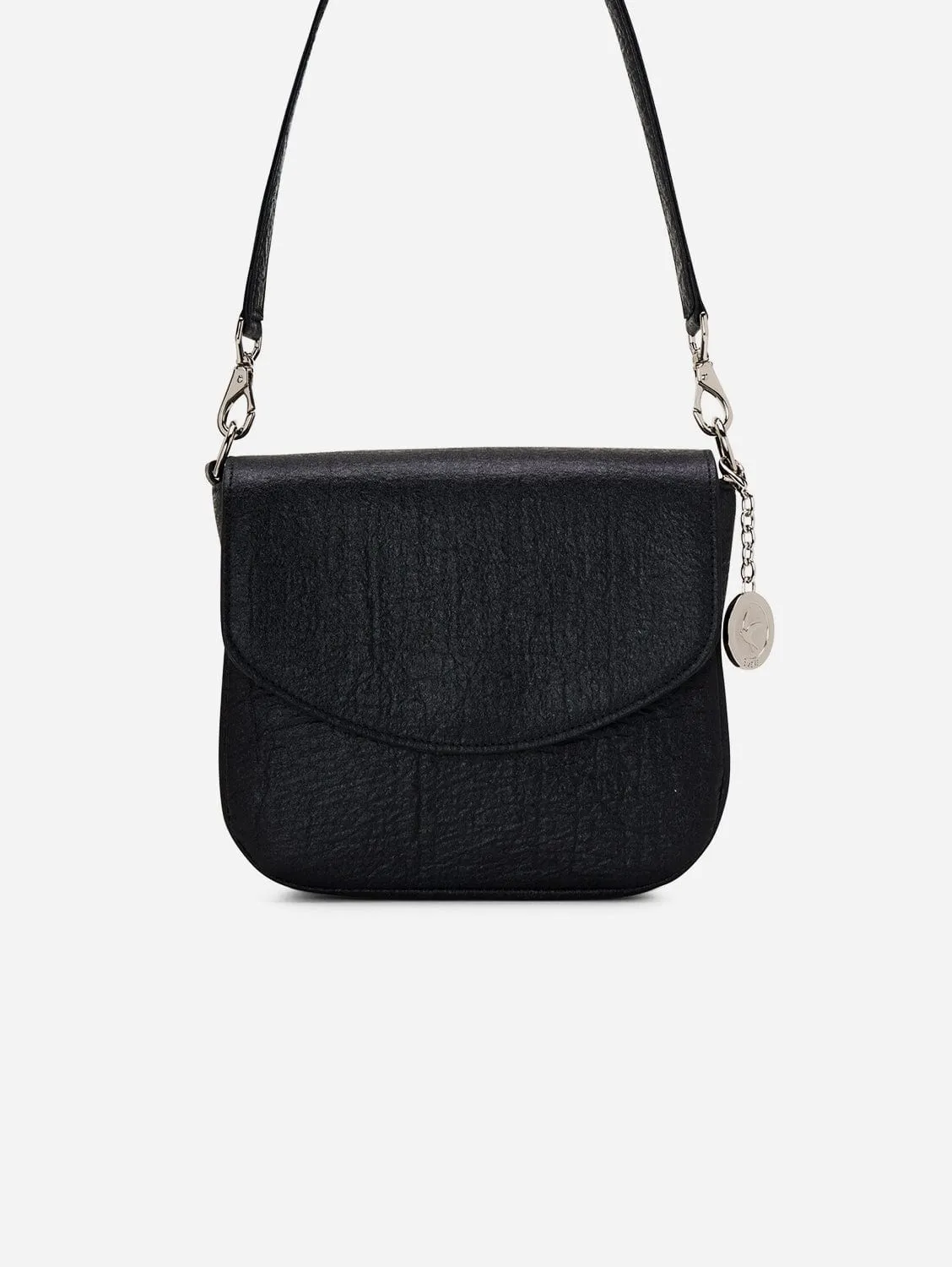 Tashi Pinatex? Vegan Leather Shoulder & Crossbody Bag | Metallic Black