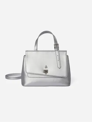 Tecla S Corn Leather Vegan Crossbody | Silver