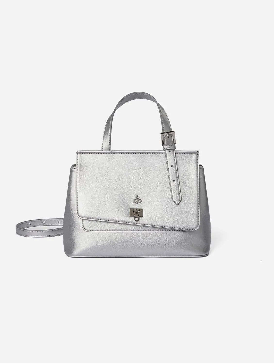 Tecla S Corn Leather Vegan Crossbody | Silver