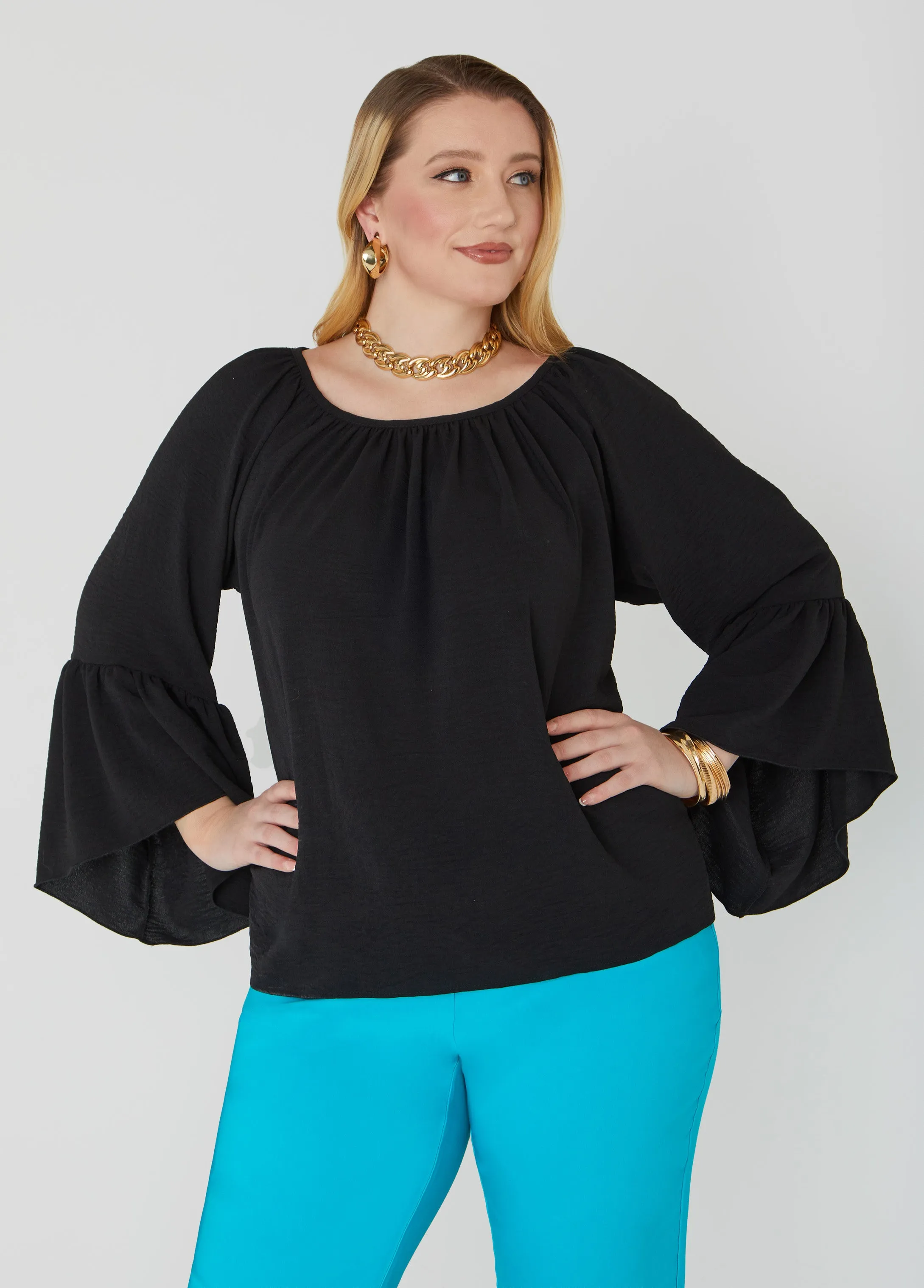 Textured Bell Sleeved Blouse