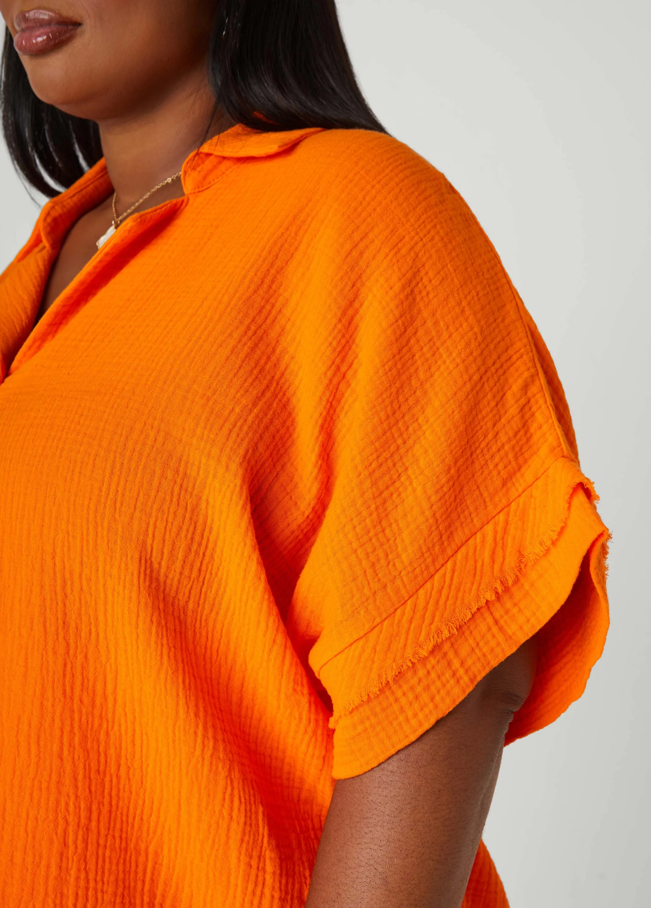 Textured Cotton Gauze Top