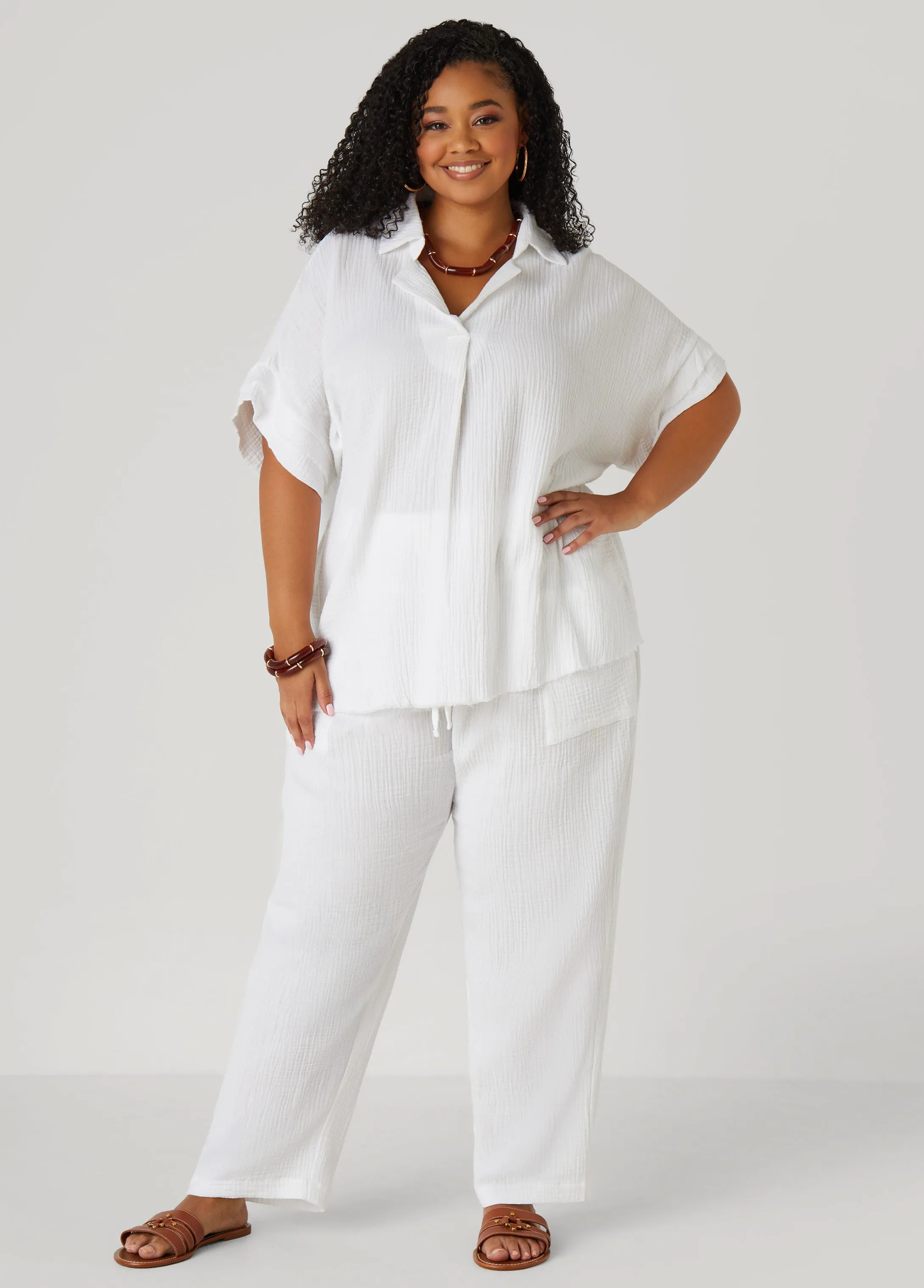 Textured Cotton Gauze Top