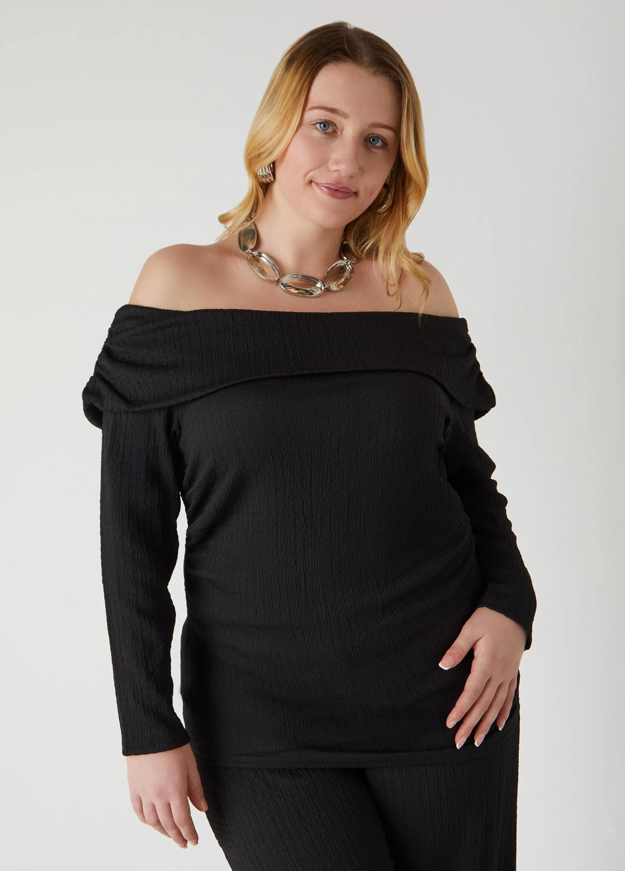 Textured Off The Shoulder Top