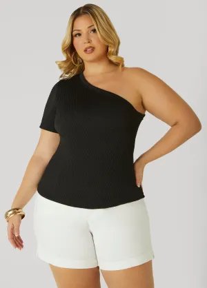 Textured One Shoulder Top