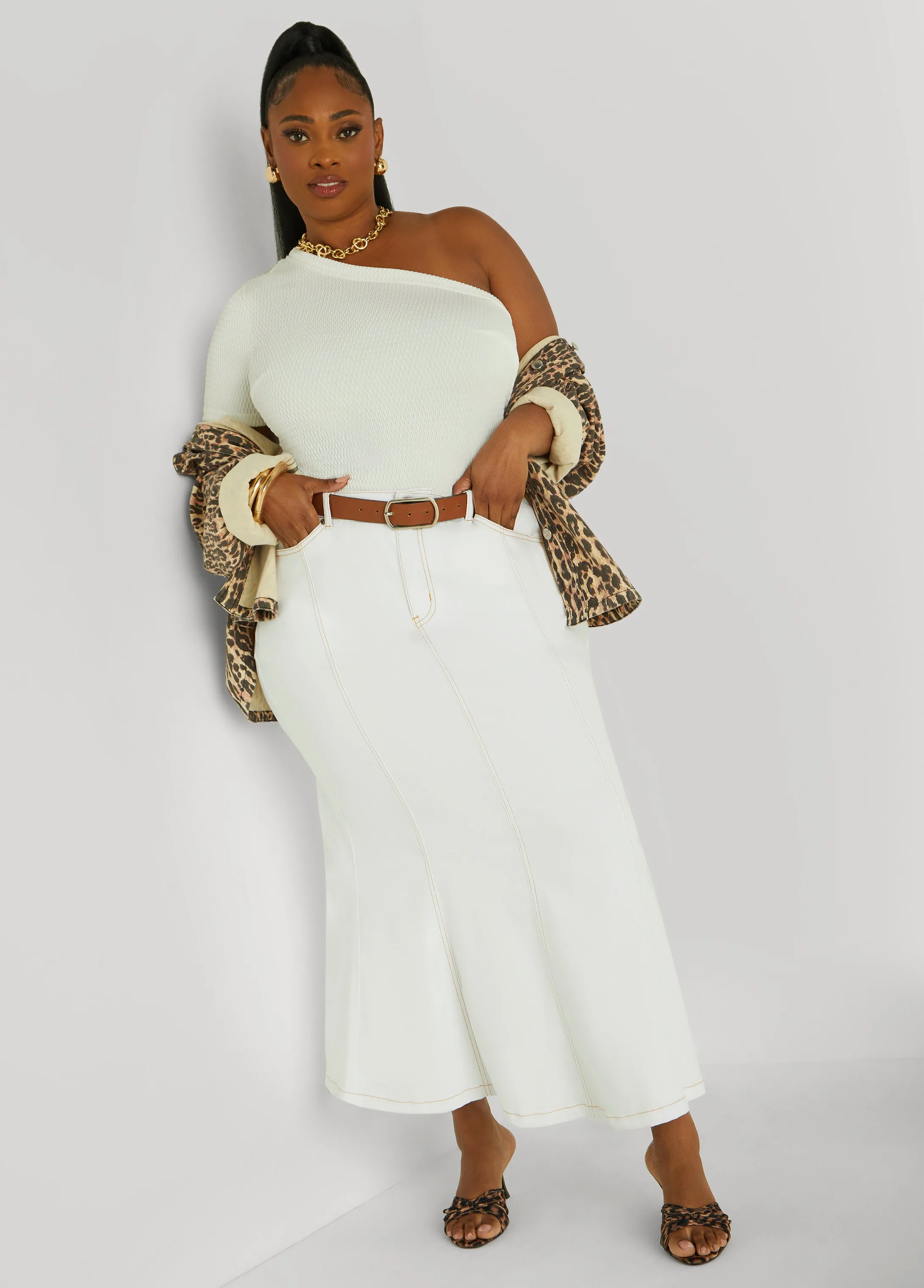 Textured One Shoulder Top
