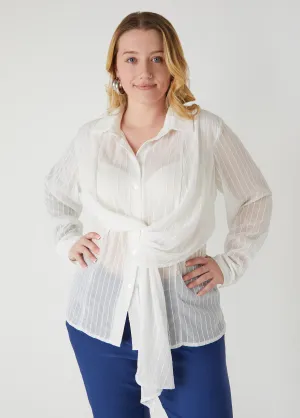 Textured Tie Front Shirt