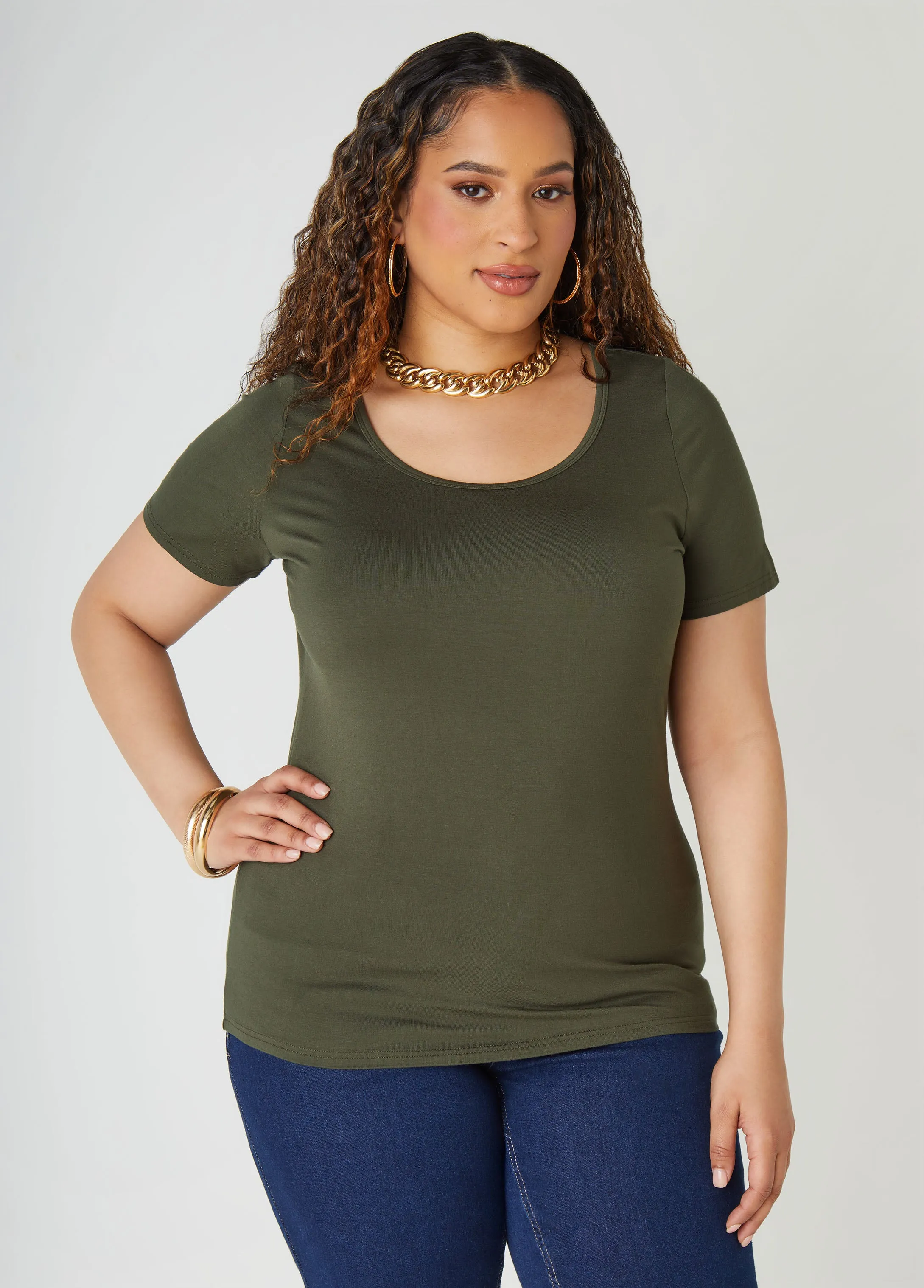 The Basic Scoop Neck Jersey Tee
