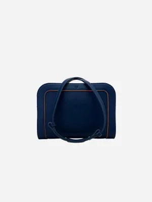 The Wilton Vegan Leather Crossbody Bag | Navy & Orange