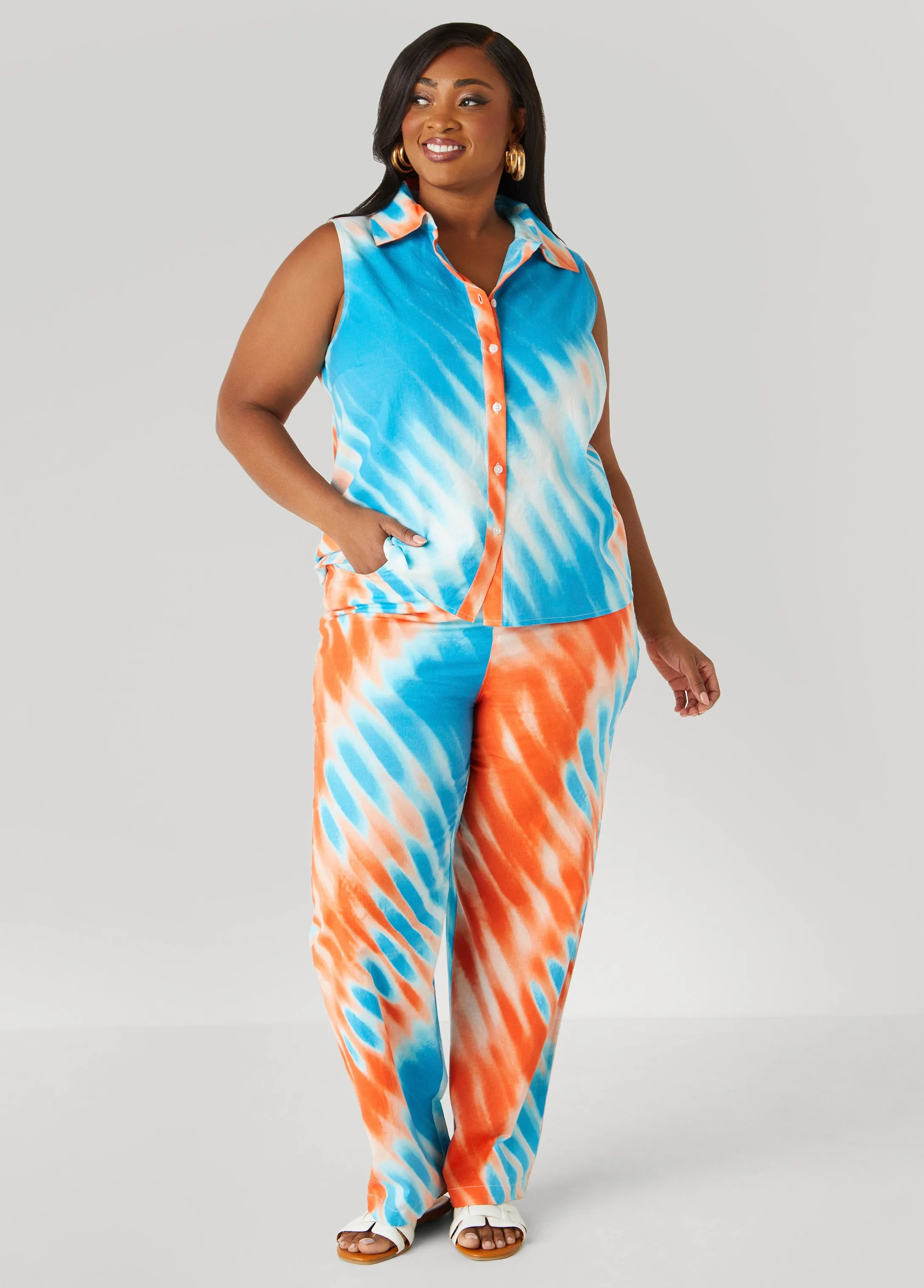 Tie Dyed Linen And Cotton Shirt