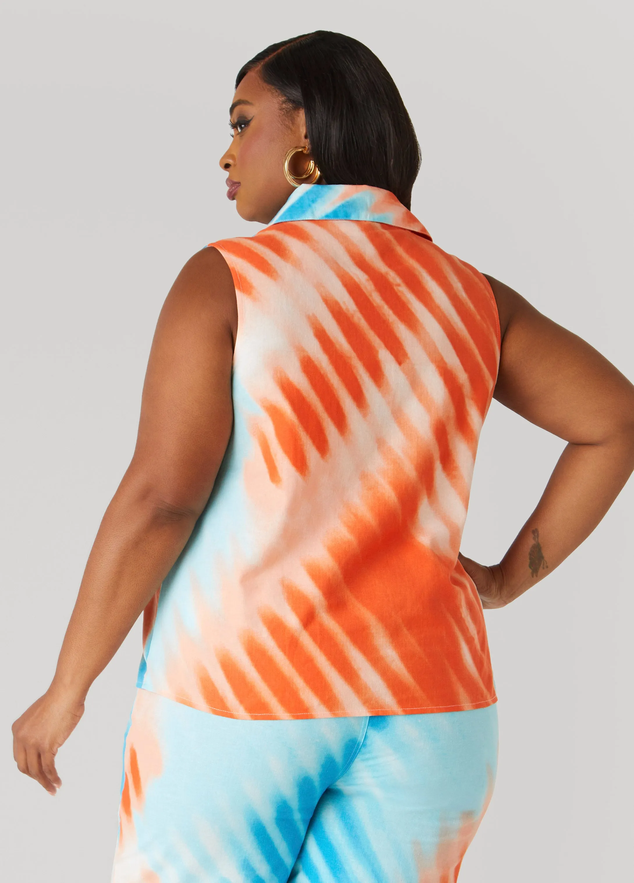 Tie Dyed Linen And Cotton Shirt