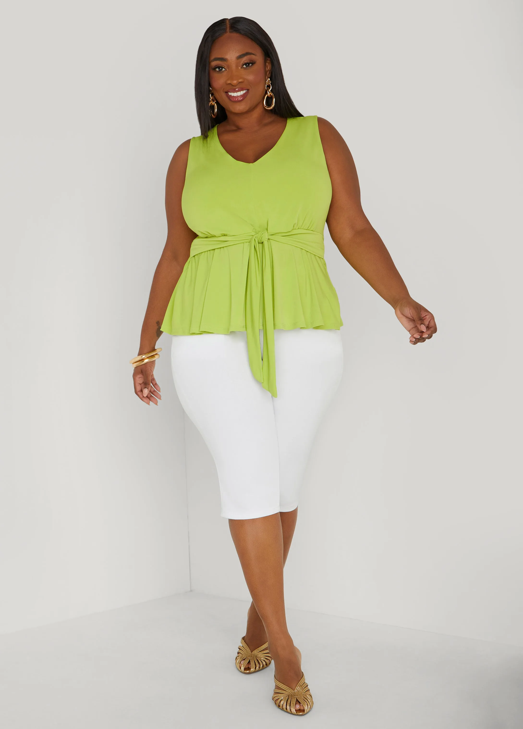 Tie Front Peplum Top