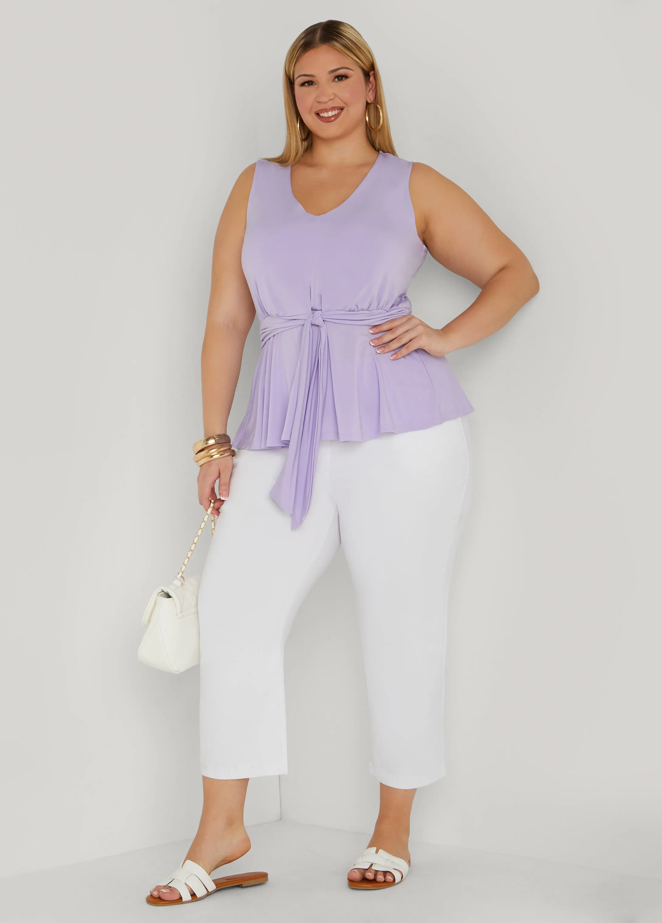 Tie Front Peplum Top