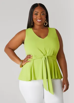 Tie Front Peplum Top